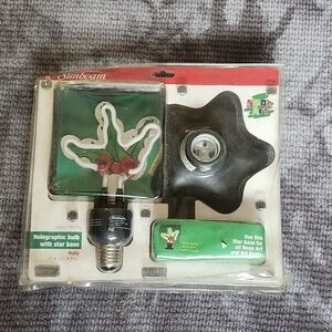 Vintage Sunbeam Neon Art Christmas Holly Bulb With Star Base  2005 Brand New